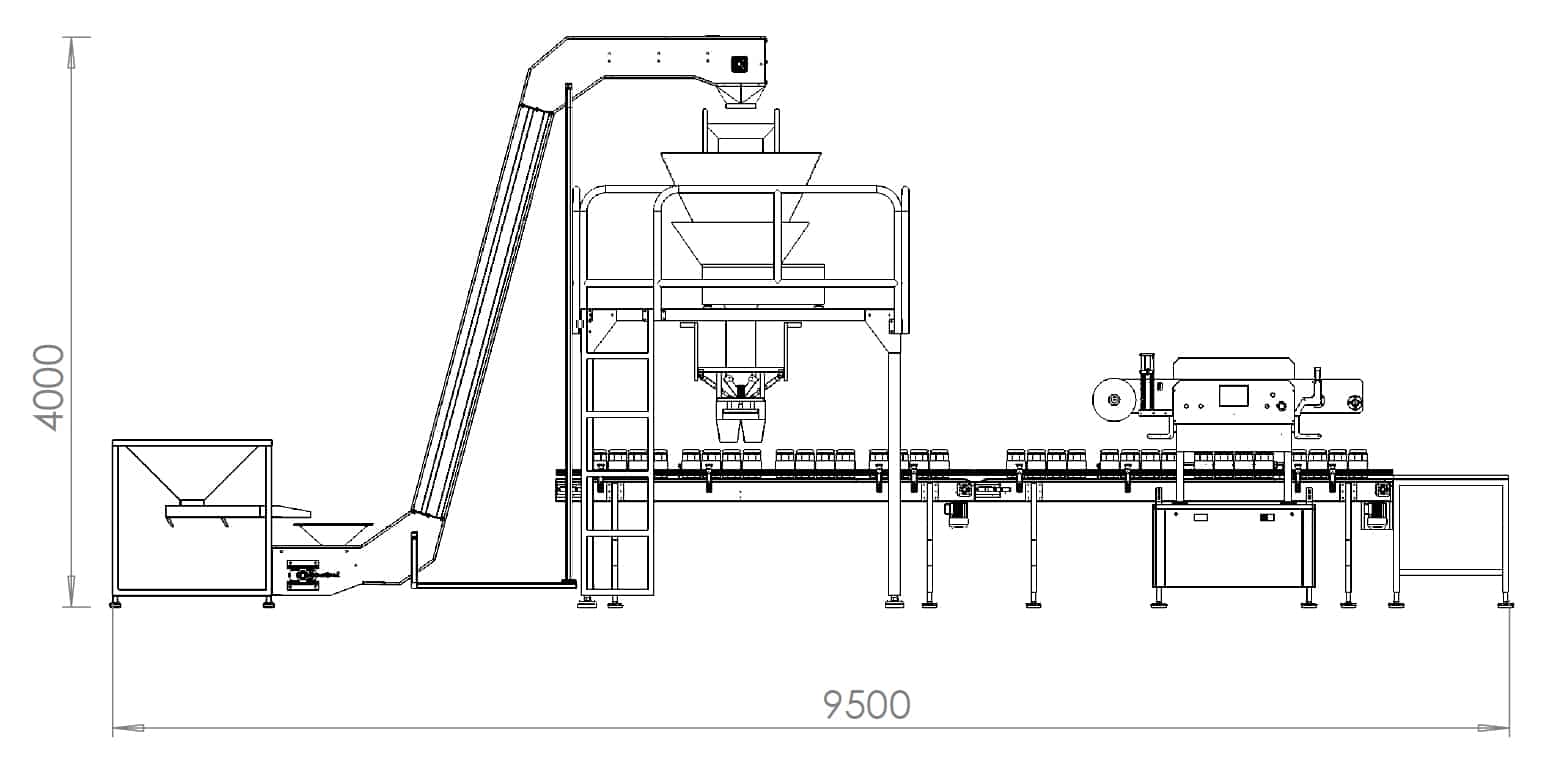dolumlu yan teknik çizim APACK autoSEAL JS-230